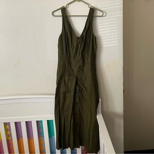 Banana Republic Khaki Midi Dress with Button Detail